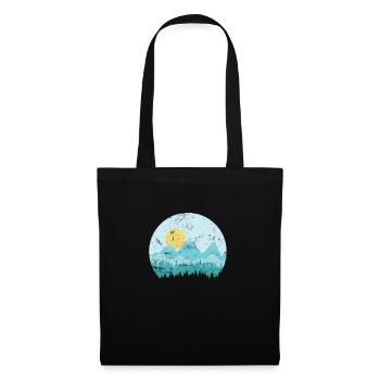 Montagnes avec paysage enneigé et forêts - Sac en tissu - noir - Devant