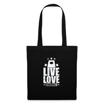 Live Love Cornhole Spiel Freizeit Hobby - Stoffbeutel - Schwarz - Vorne