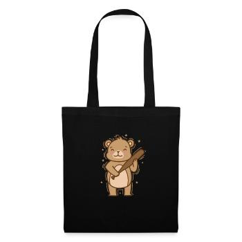 Bear plays baseball forest animal - Tote Bag - black - Front
