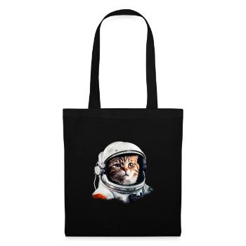 Katze Astronaut Kostüm Weltraumkatzen - Stoffbeutel - Schwarz - Vorne