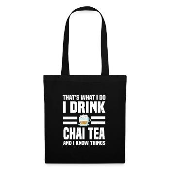 Cooler Chai Tee Spruch - Stoffbeutel - Schwarz - Vorne
