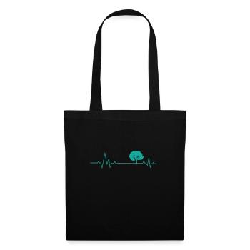Ligne de battement de cœur avec un arbre nature forêts - Sac en tissu - noir - Devant