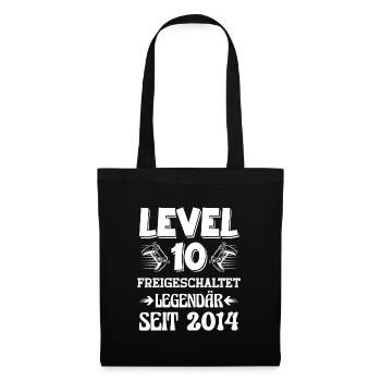 Level 10 Freigeschaltet Gamer Geburtstag 10 Jahre - Stoffbeutel - Schwarz - Vorne