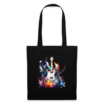 Eine schöne Musik Gitarre gemalt in Wasserfarben - Stoffbeutel - Schwarz - Vorne