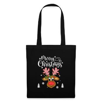 Deer Merry Christmas Santa Reindeer Hirsch - Tote Bag - black - Front