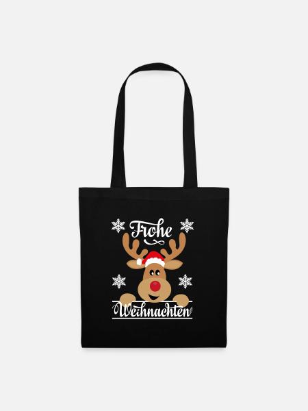 Frohe Weihnachten ein Weihnachtshirsch Rentier - Stoffbeutel - Schwarz