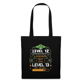 Level 12 Freigeschaltet Level 13 wird geladen - Stoffbeutel - Schwarz - Vorne