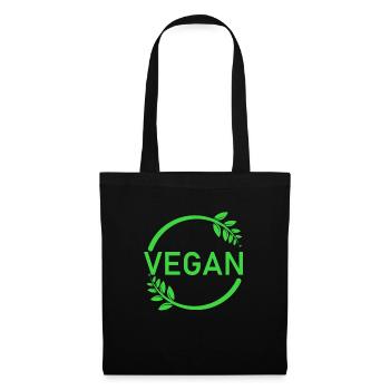 Végétalien avec des feuilles pour les végétaliens et les végétariens - Sac en tissu - noir - Devant