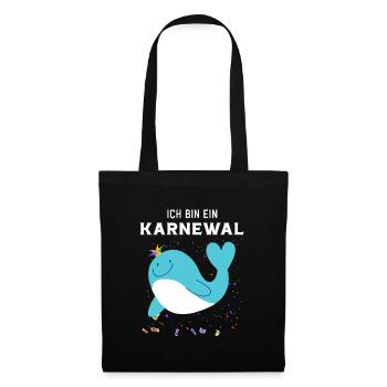 Ich bin ein Karnewal ein lustiger Karneval Wal - Stoffbeutel - Schwarz - Vorne