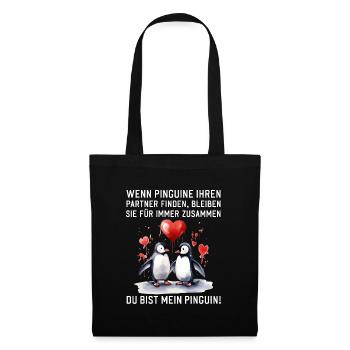 Wenn Pinguine Ihre Liebe finden Pärchen Sprüche - Stoffbeutel - Schwarz - Vorne