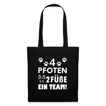 Vier Pfoten zwei Füße ein Team Hunde Sprüche - Stoffbeutel - Schwarz - Vorne