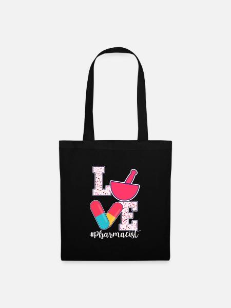 Valentinstag Design Für Apotheker - Stoffbeutel - Schwarz