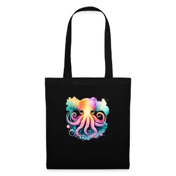 Underwater World Baby Octopus Fish in Watercolor - Stoffbeutel - Schwarz - Vorne
