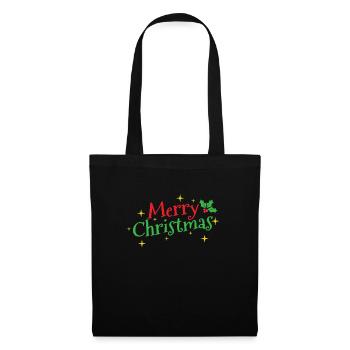 Merry Christmas Weihnachten - Stoffbeutel - Schwarz - Vorne