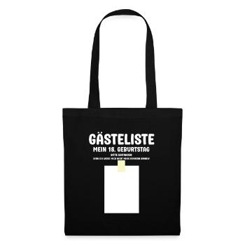 Gästeliste 18 Geburtstag bitte Eintragen 18 Jahre - Stoffbeutel - Schwarz - Vorne