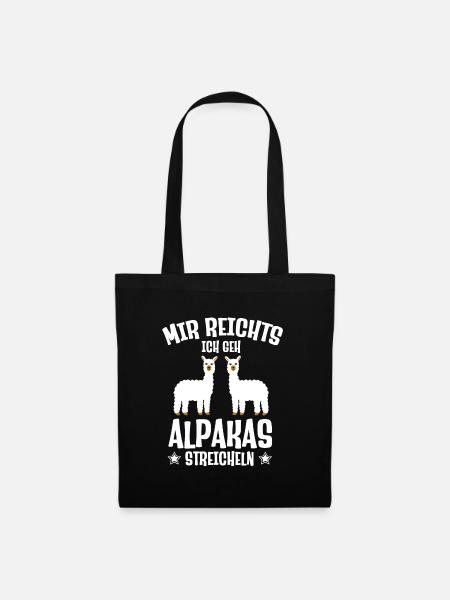 Mir reichts ich geh Alpakas streicheln llamas - Stoffbeutel - Schwarz