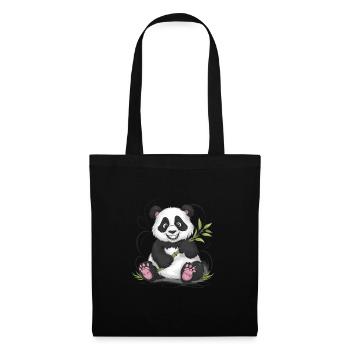 Niedlicher Panda Bambus Wald Tier Tierwelt - Stoffbeutel - Schwarz - Vorne