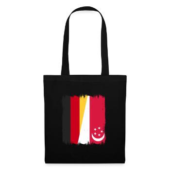 Singapur Deutschland - Stoffbeutel - Schwarz - Vorne