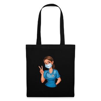 Lustige Krankenschwester mit Humor - Stoffbeutel - Schwarz - Vorne