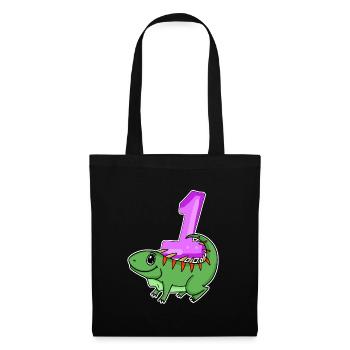 1 an - Inscription à l’école - Motif Iguane - Numéro 1 - Sac en tissu - noir - Devant