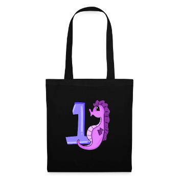 1 an - Inscription à l’école - Motif hippocampe - Sac en tissu - noir - Devant