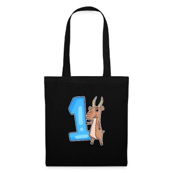 1 an - Inscription à l’école - Motif antilope - Numéro 1 - Sac en tissu - noir - Devant