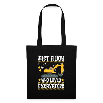 Just a Boy who loves Excavator Bagger - Stoffbeutel - Schwarz - Vorne