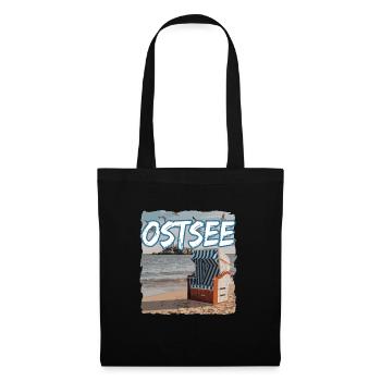 Ostsee Strandkorb - Stoffbeutel - Schwarz - Vorne