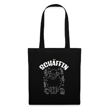 Die Schäffin lustige Chefin Schaf - Stoffbeutel - Schwarz - Vorne