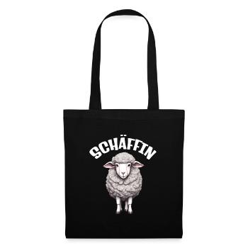 Die Schäffin lustige Chefin Schaf - Stoffbeutel - Schwarz - Vorne