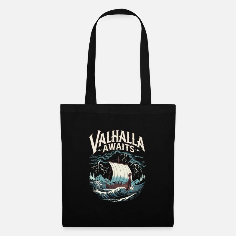 Valhalla Awaits für eine Wikinger Fan - Stoffbeutel - Schwarz