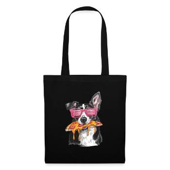 Cooler Border Collie Pizza - Stoffbeutel - Schwarz - Vorne