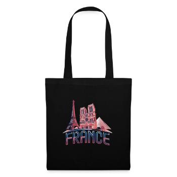 Frankreich Paris Eiffelturm Bonjour - Stoffbeutel - Schwarz - Vorne