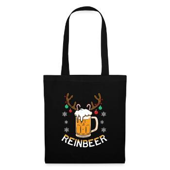 Funny Reinbeer Santa Claus Beer Deer Bier Hirsch - Stoffbeutel - Schwarz - Vorne