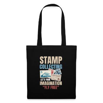 Stamp Collecting Let’s Your Imagination Fly Free - Stoffbeutel - Schwarz - Vorne