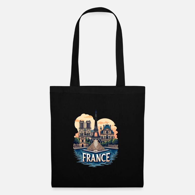 Paris Eiffelturm Bonjour Souvenirs - Stoffbeutel - Schwarz