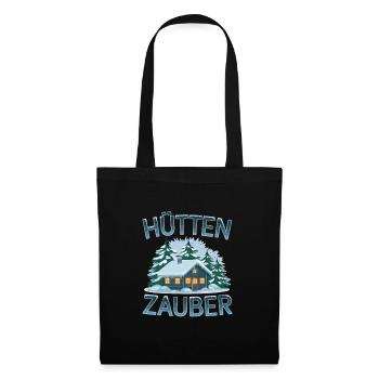 Hüttenzauber Hütte in den Bergen Berge Winter - Stoffbeutel - Schwarz - Vorne