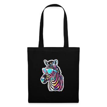 Lustiges Zebra mit Sonnenbrille für einen Zebra - Stoffbeutel - Schwarz - Vorne
