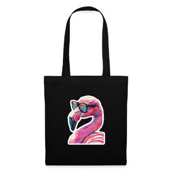 Lustiger Flamingo mit Sonnenbrille für einen - Stoffbeutel - Schwarz - Vorne