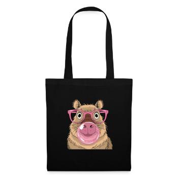 Niedliches Capybara mit Kaugummi für einen - Stoffbeutel - Schwarz - Vorne