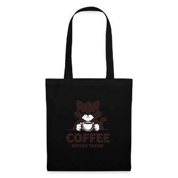 Coffee Before Talkie für Katzenbesitzer - Stoffbeutel - Schwarz - Vorne