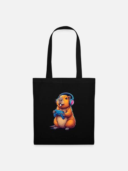 Capybara Gaming Abenteuer Für Gamer Fans - Stoffbeutel - Schwarz