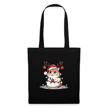 Süße Hamster Weihnachten Illustration Für - Stoffbeutel - Schwarz - Vorne