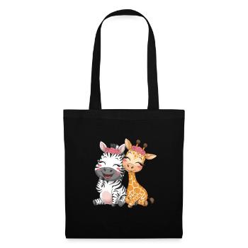 Zèbre et girafe mignons pour les enfants - Sac en tissu - noir - Devant