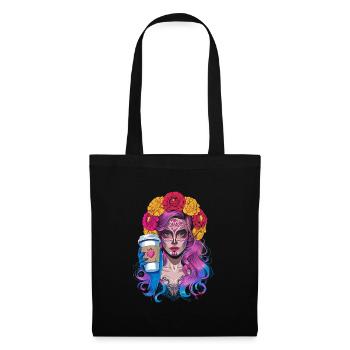 Dia de los Muertos Café avec Belle Femme de - Sac en tissu - noir - Devant