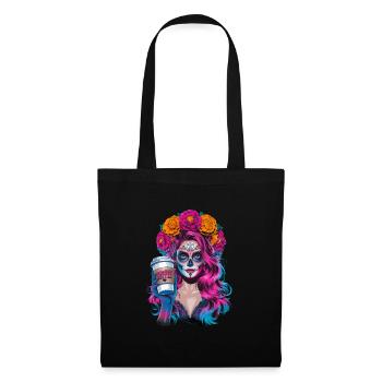 Dia de los Muertos Café avec Belle Femme de - Sac en tissu - noir - Devant