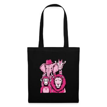Elephant Monkey Lion Giraffe in Pink Look with Style - Tote Bag - black - Front