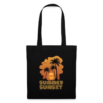 Summer Sunset at the Sea Beach with palm trees - Tote Bag - black - Front
