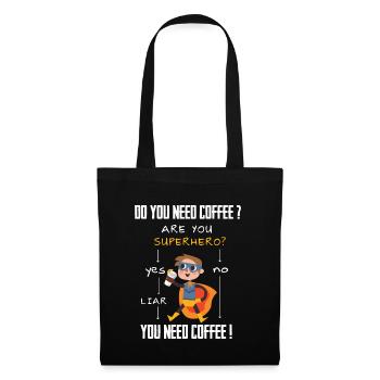 Coffee Superhero Question Addicted Liar Caffeine - Tote Bag - black - Front