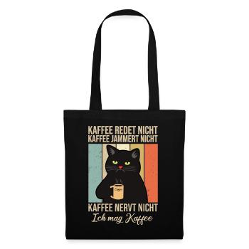 Lustige Katze mit Kaffee Geschenk - Stoffbeutel - Schwarz - Vorne